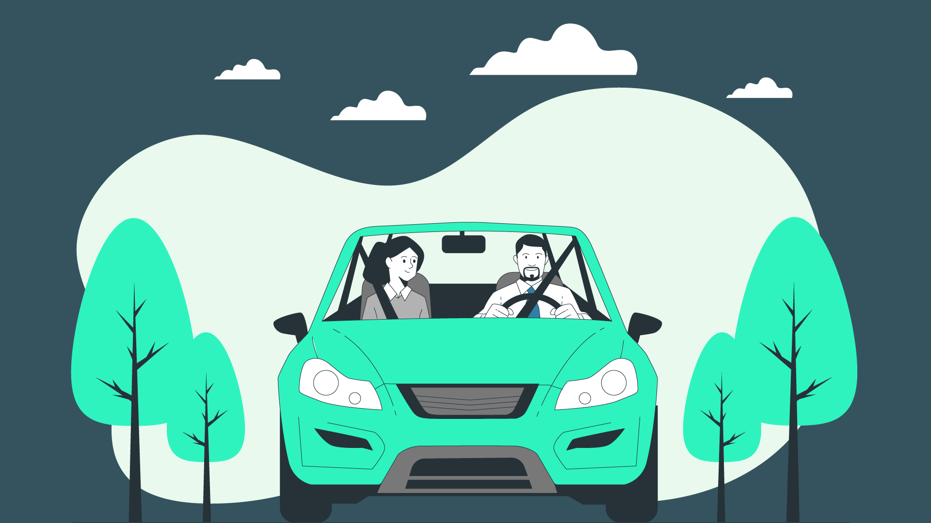 A chauffeur taking his client on a scenic drive